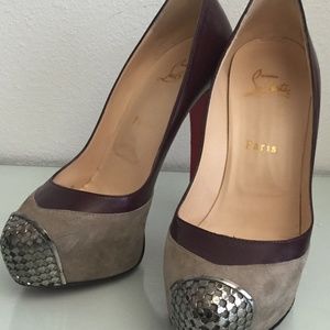 Christian Louboutin Burgundy & Grey Oyster Maggie